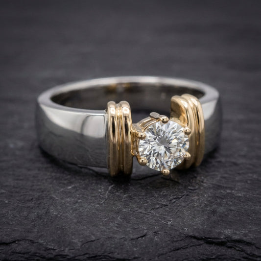Vintage Open Gold Thread Silver Ring