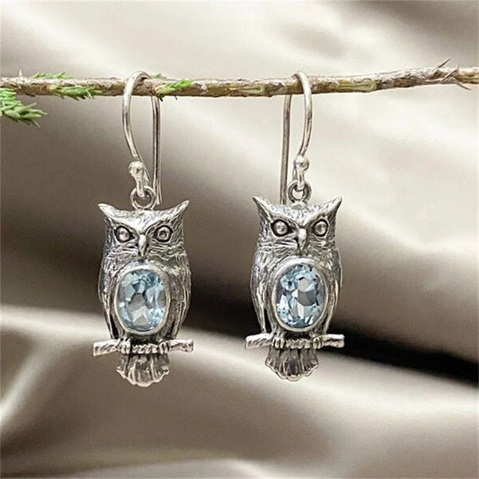 Vintage Owl Crystal Earrings