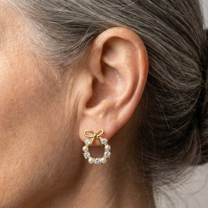 Vintage Pearl & Crystal Hoop Earrings