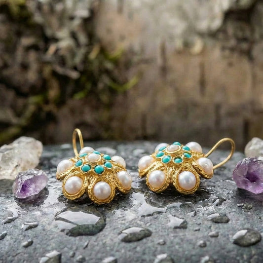 Vintage Pearl Turquoise Earrings