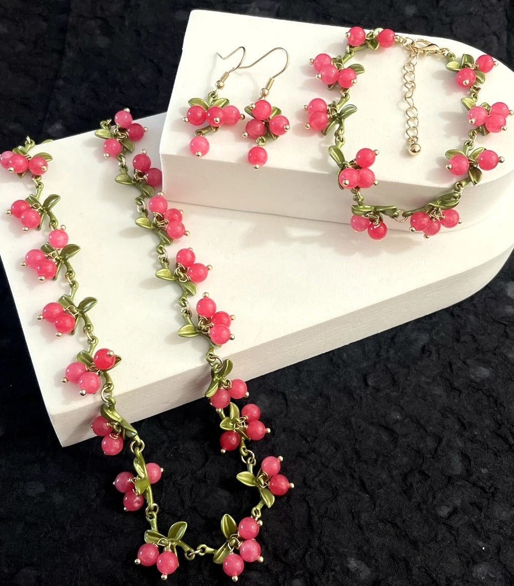 Vintage Pink Berry Necklace