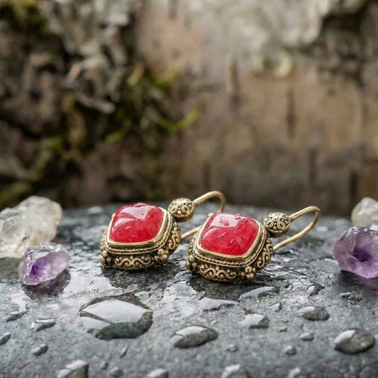 Vintage Pink Stone Earrings