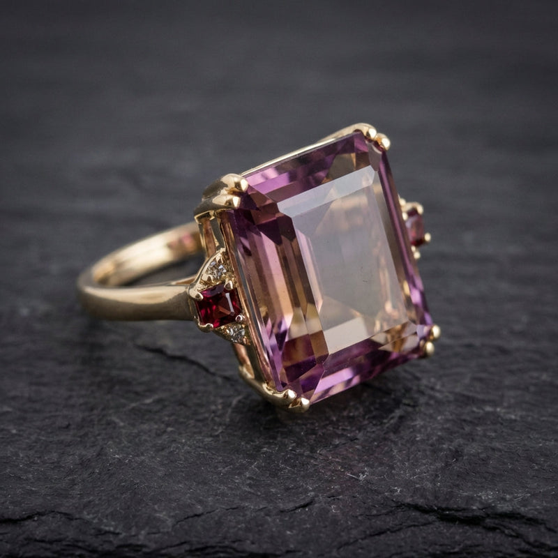 Vintage Purple Cubic Glass Ring
