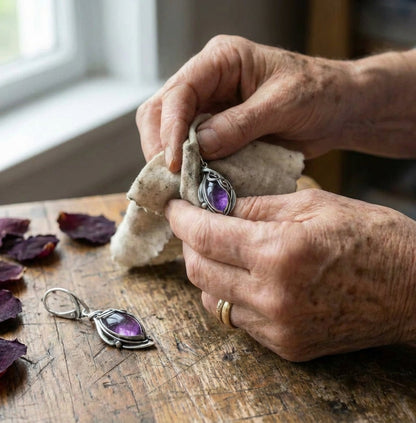 Vintage Purple Stone Dangle Earrings
