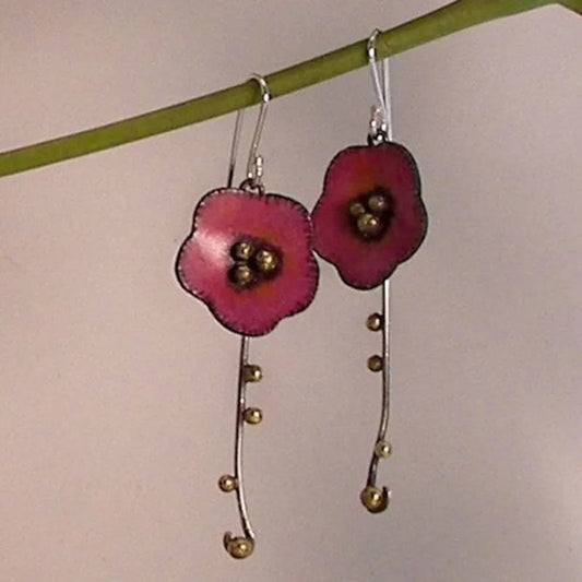 Vintage Red Flower Earrings