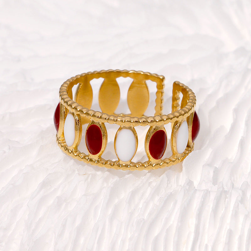 Vintage Red White Ring