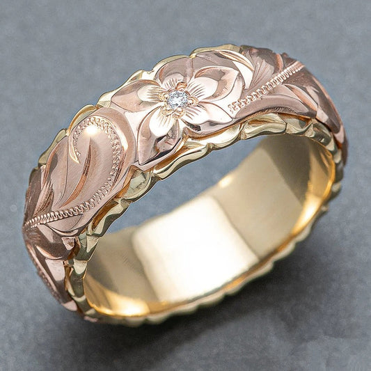 Vintage Rose Gold Flower Ring