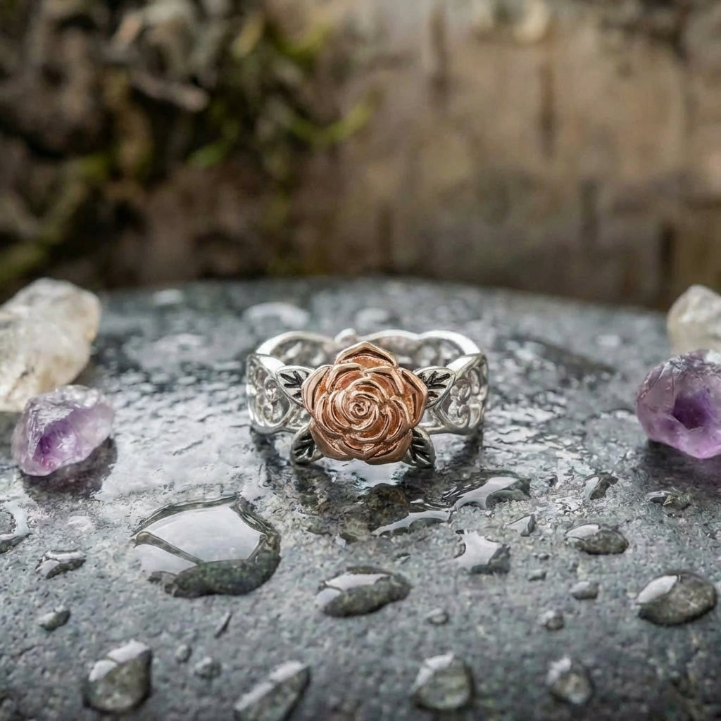 Vintage Rose Gold Flower Ring