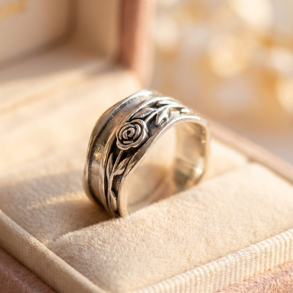 Vintage Rose Silver Ring