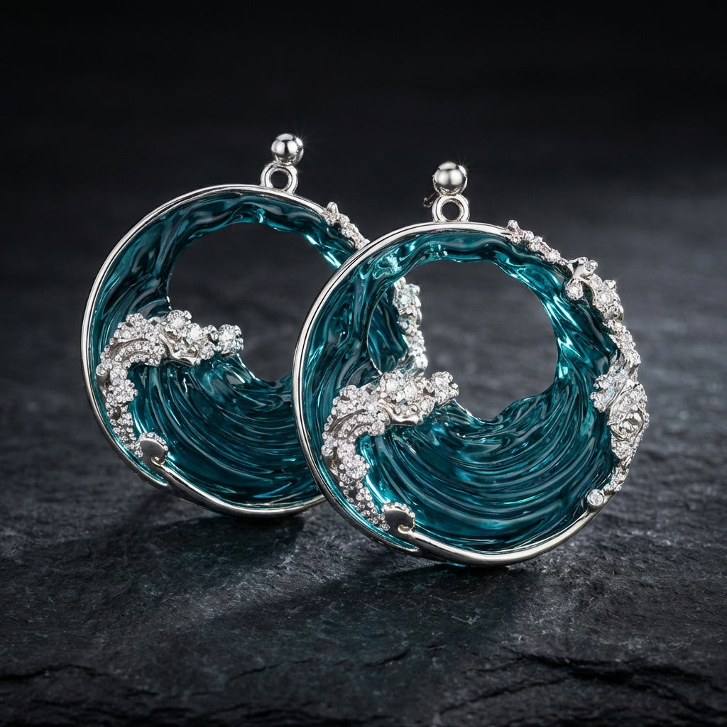 Vintage Round Ocean Earrings