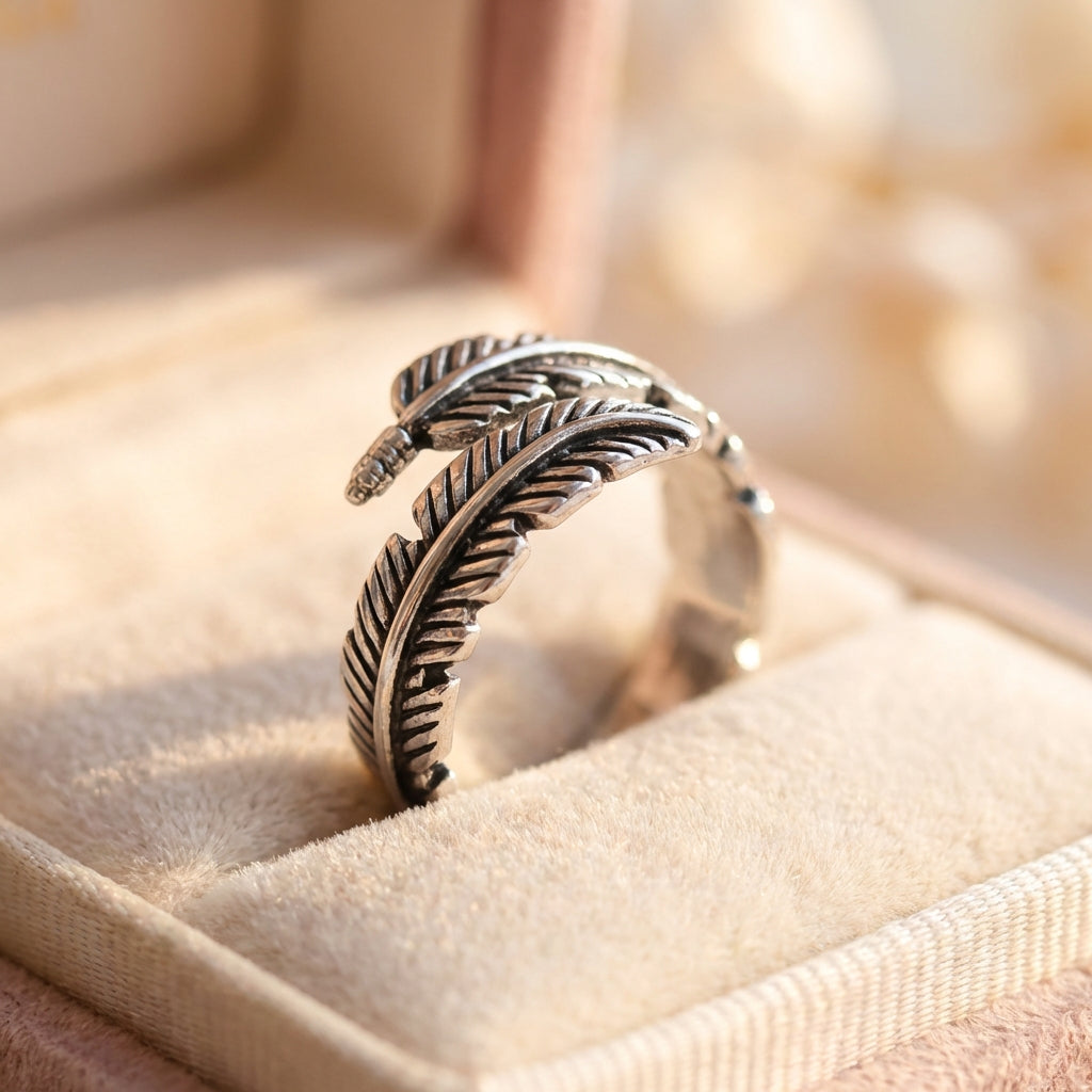 Vintage Silver Adjustable Leaf Ring