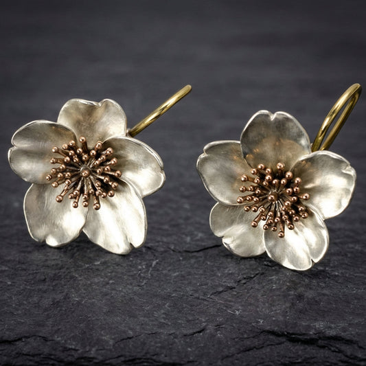 Vintage Silver Blossom Earrings