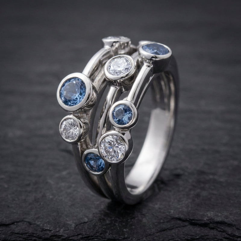 Vintage Silver & Blue Zirconia Ring