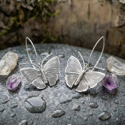 Vintage Silver Butterfly Earrings