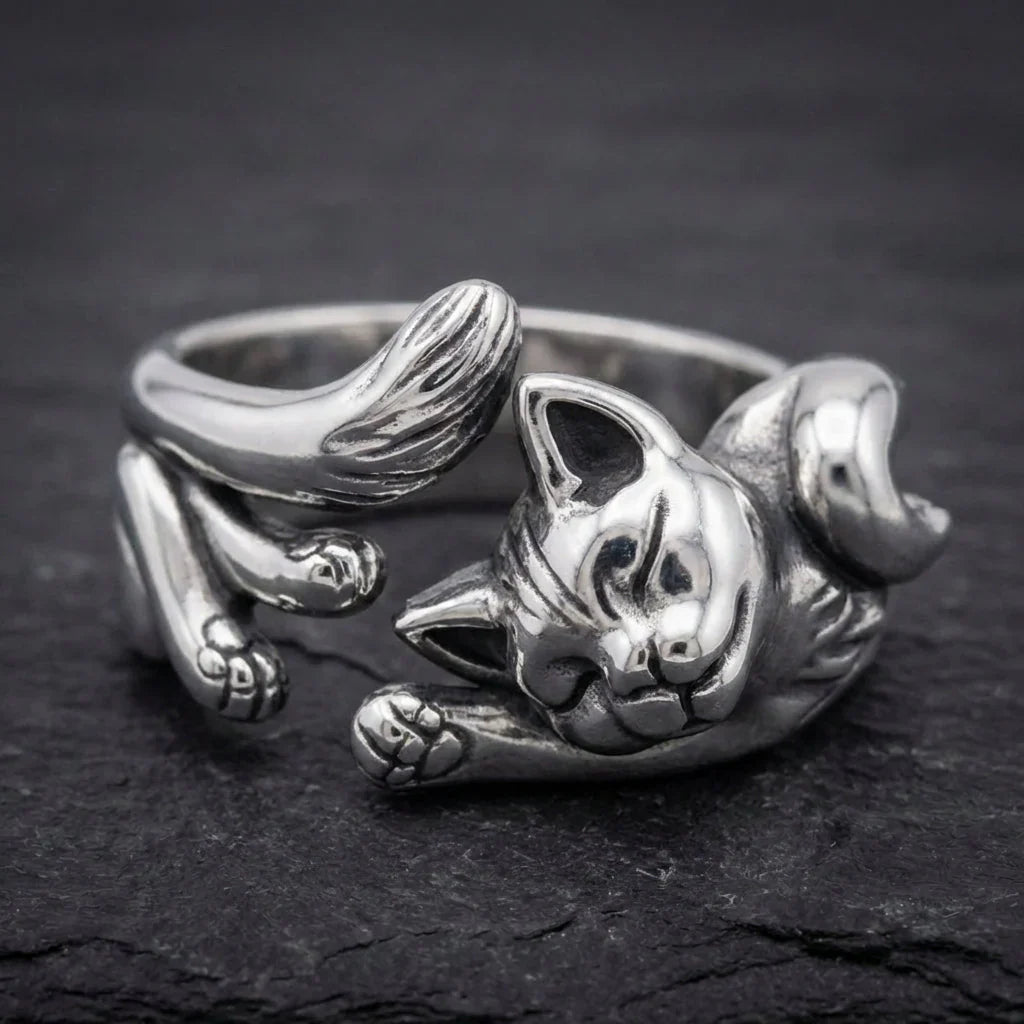 Vintage Silver Cat Ring