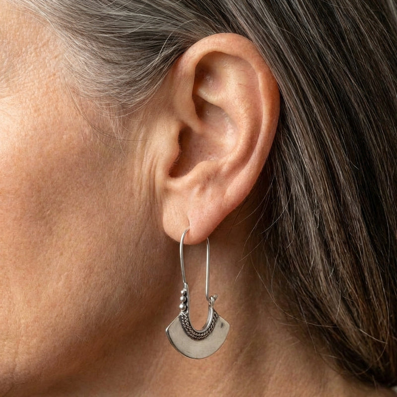 Vintage Silver Crest Earrings
