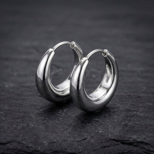 Vintage Silver & Curved Crescent Design Earrings