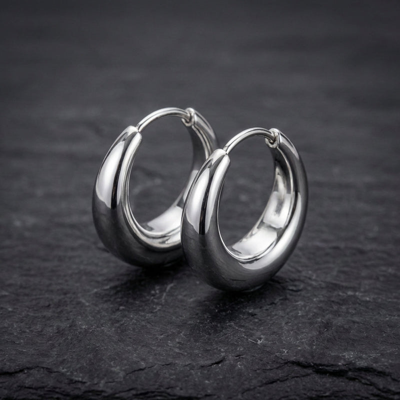 Vintage Silver & Curved Crescent Design Earrings