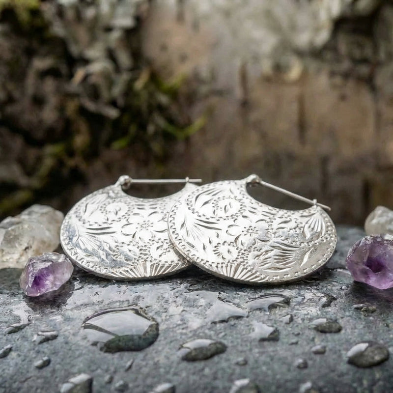 Vintage Silver Flower Earrings