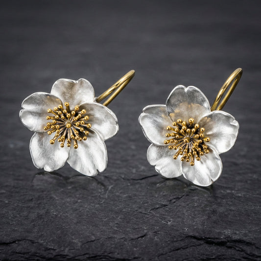 Vintage Silver & Gold Blossom Earrings