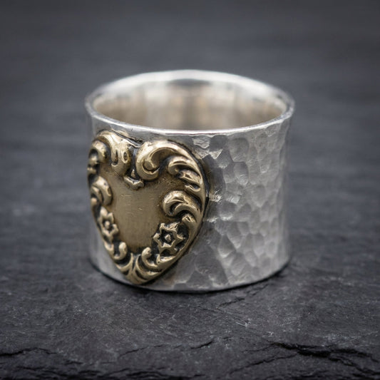 Vintage Silver Golden Heart Ring
