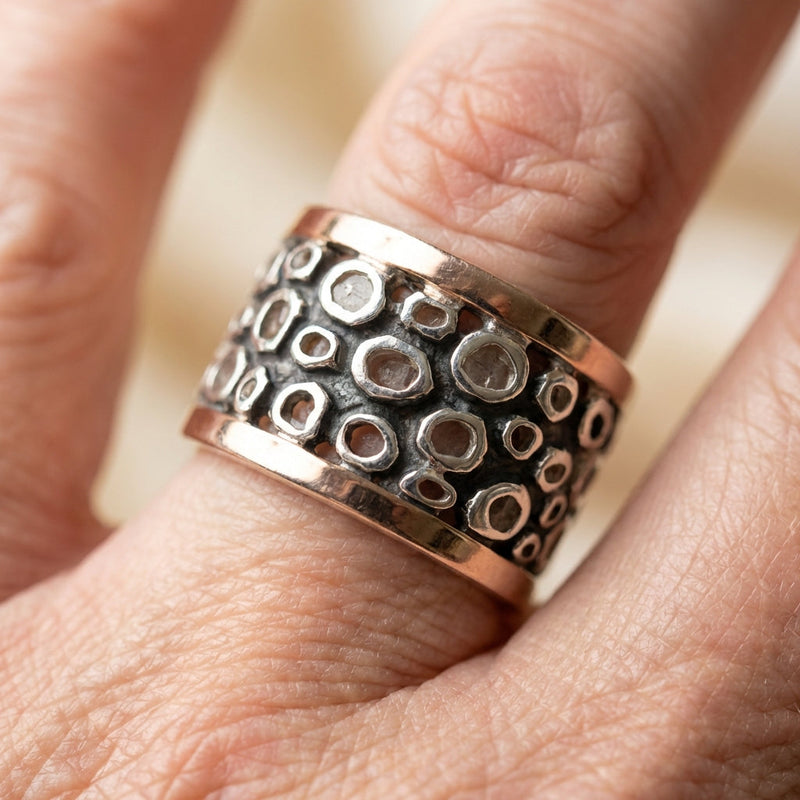 Vintage Silver Hollow Thick Ring