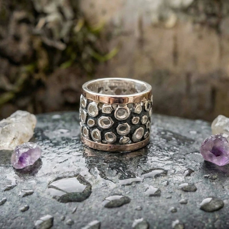 Vintage Silver Hollow Thick Ring
