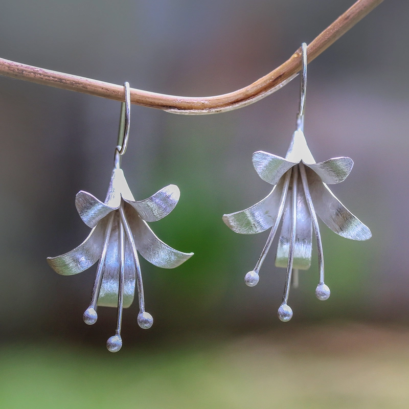 Vintage Silver Lotus Earrings