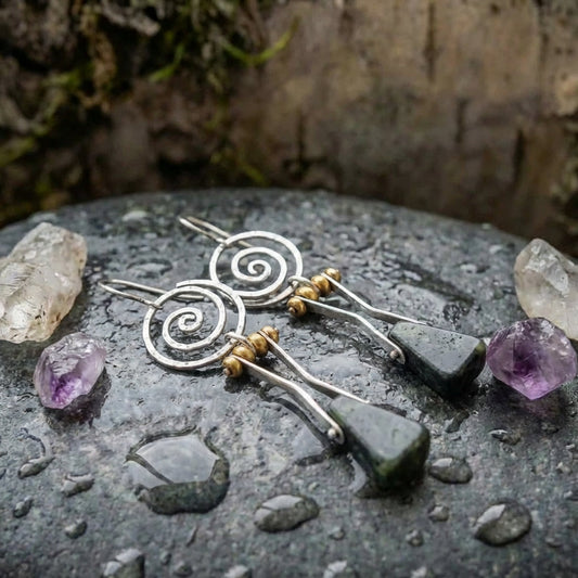 Vintage Spiral Stone Earrings