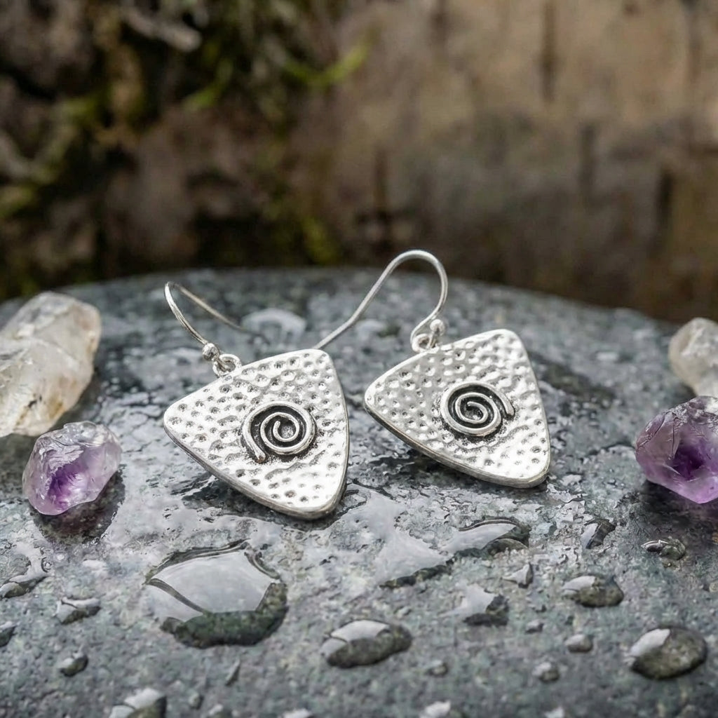 Vintage Spiral Triangle Earrings