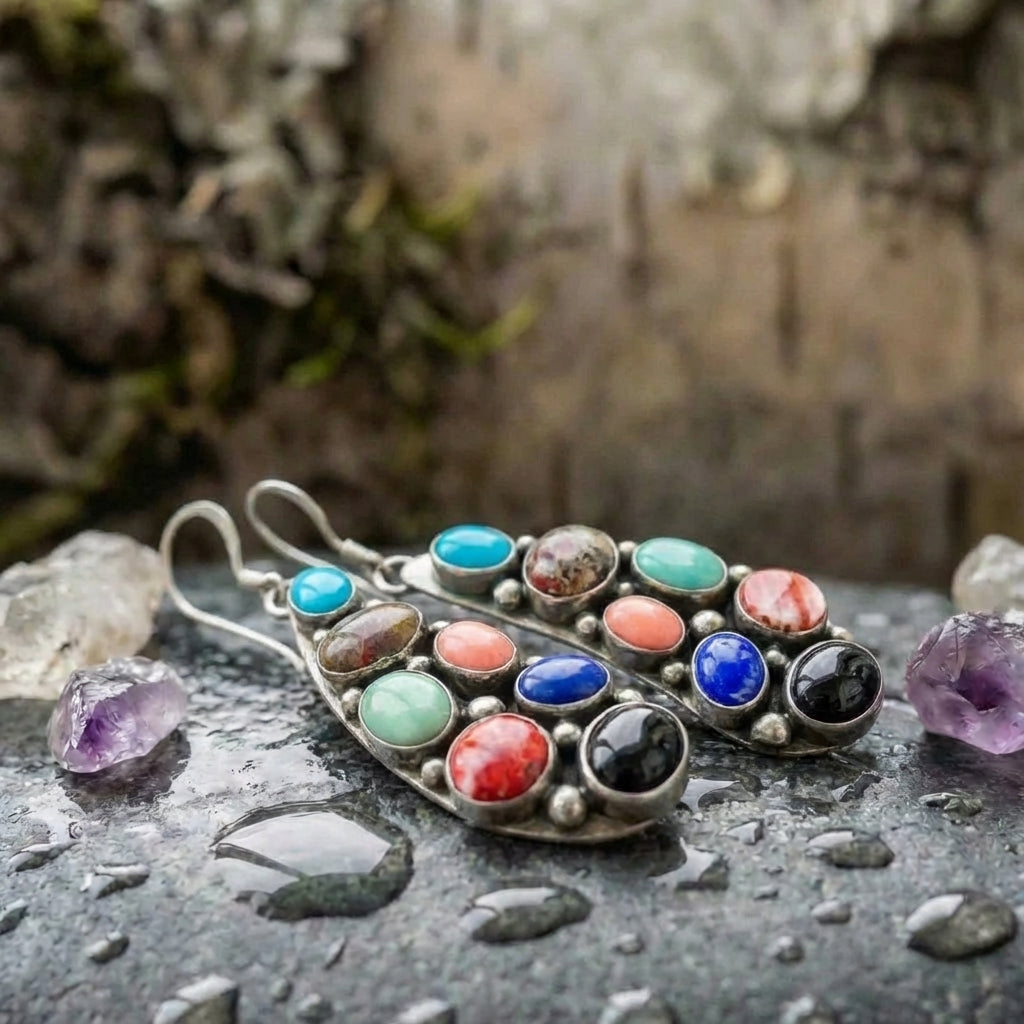 Vintage Stone Dangle Earrings