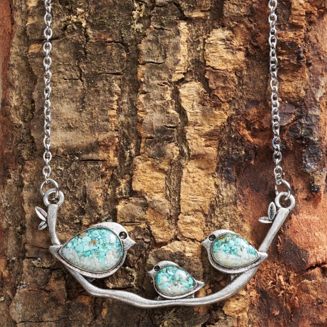 Vintage Turquoise Birdie Necklace