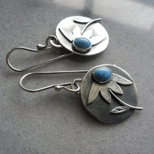 Vintage Turquoise Flower Earrings