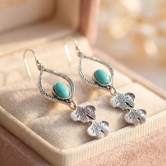 Vintage Turquoise Leaf Earrings