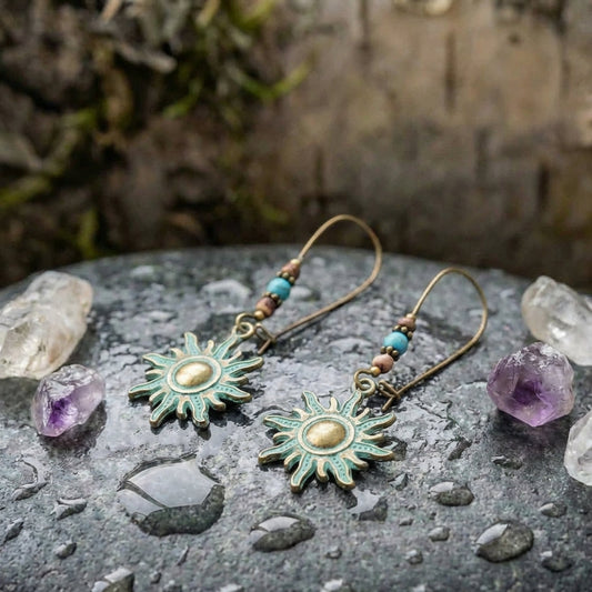 Vintage Turquoise Sun Earrings