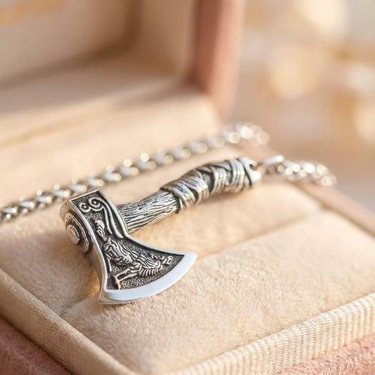 Vintage Viking Axe Pendant Necklace