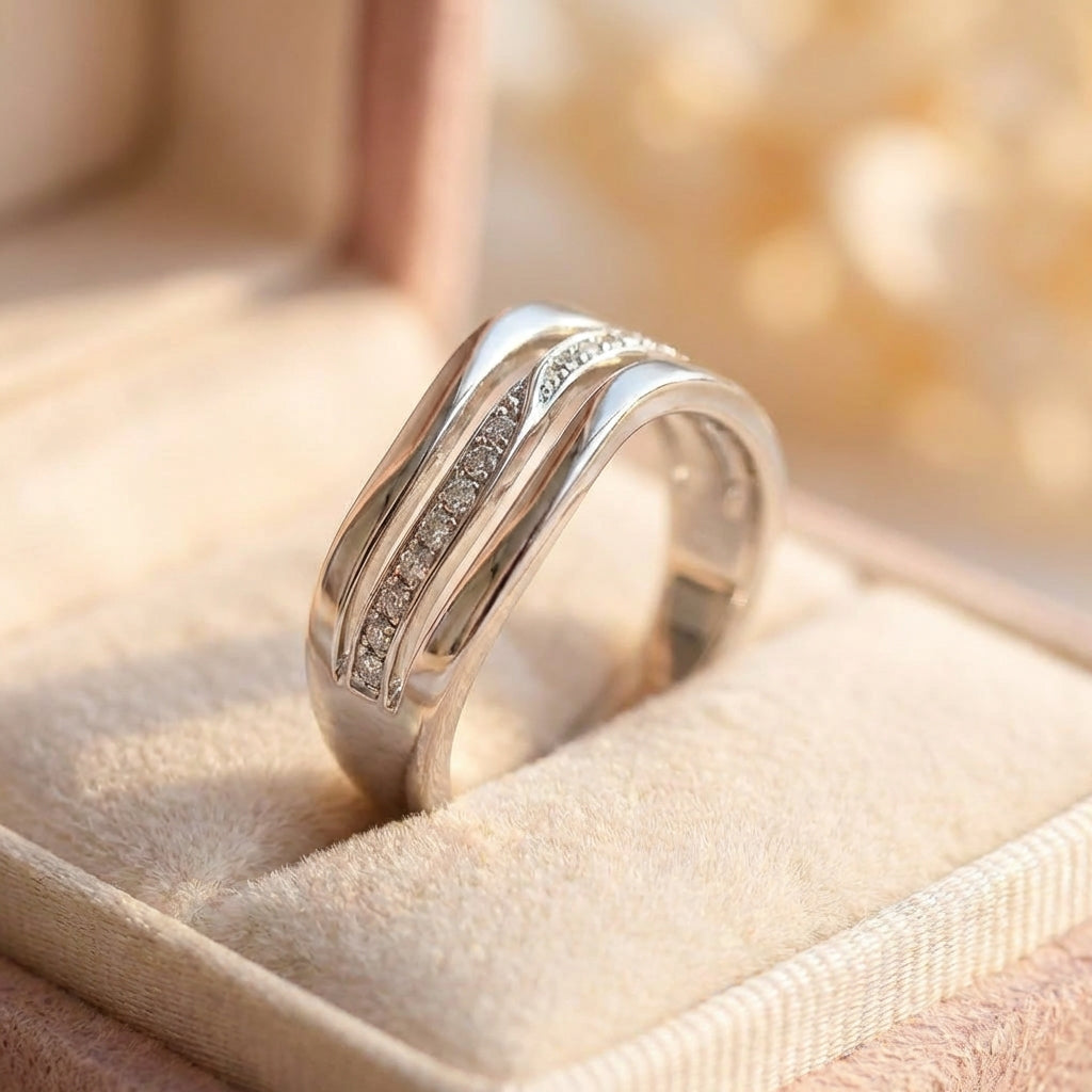 Vintage Wavy Bright Layered Silver Ring