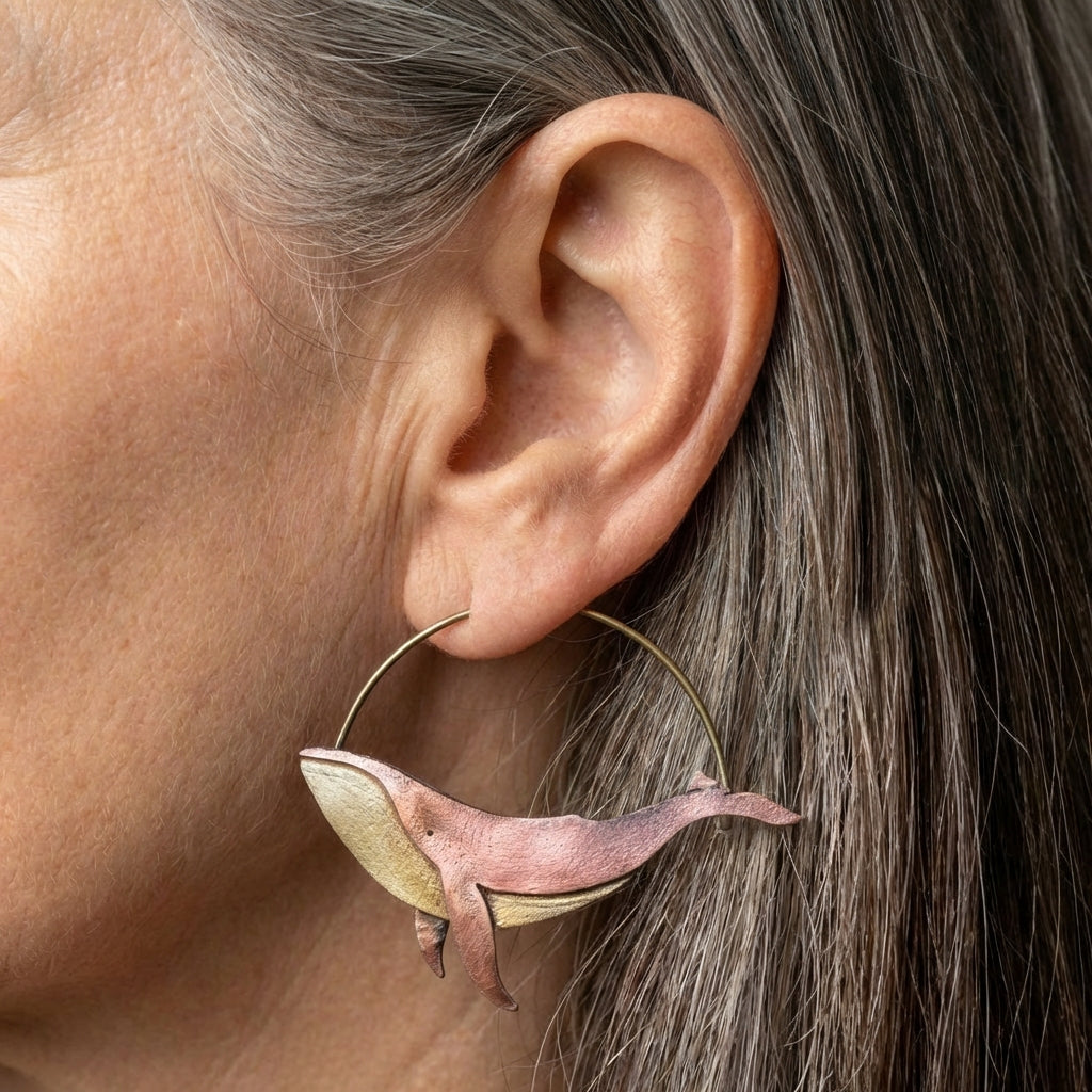 Whale Hoop Earrings