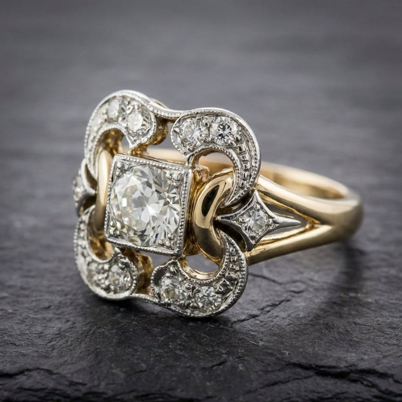 Vintage Zirconia Gold Ring