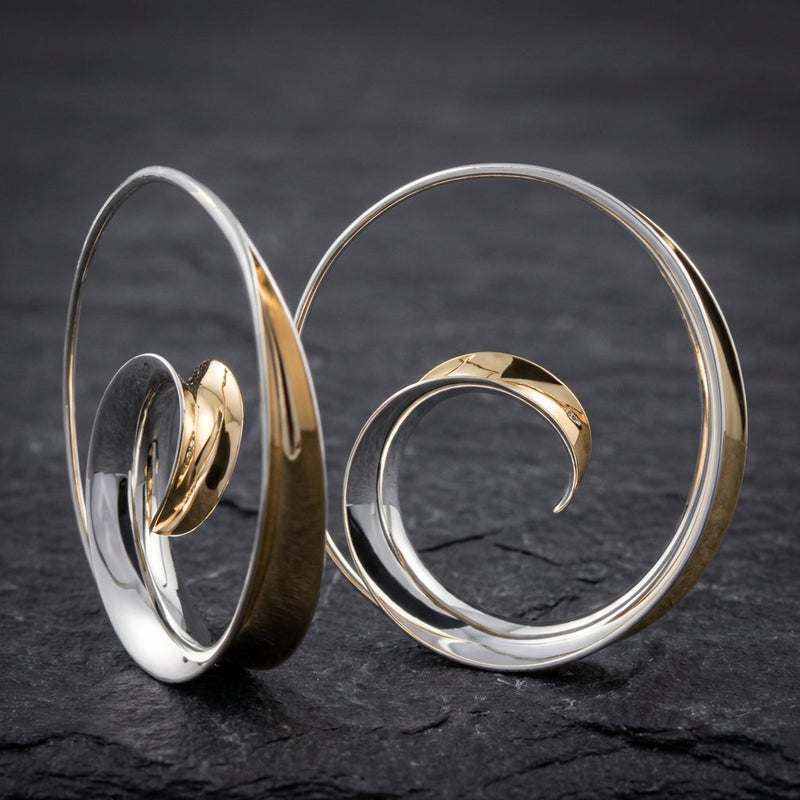 Vintage Earrings With Spiral Waves