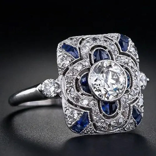 Vintage Silver Ring With Blue