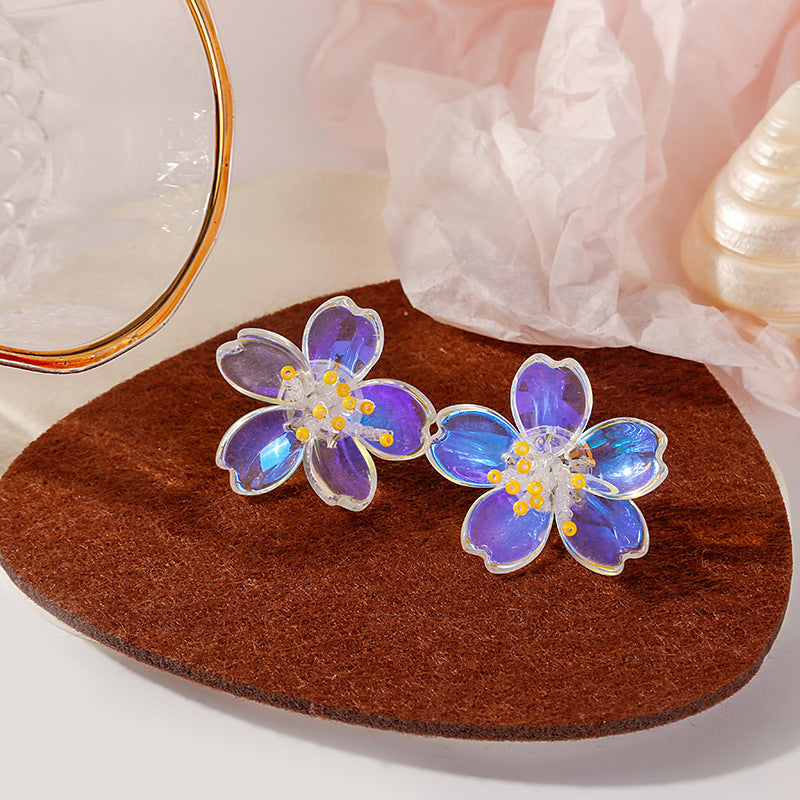 Violet Flower Earrings