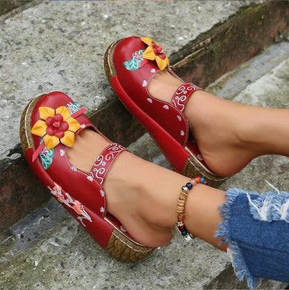 CD | Mocasini casual cu talpă groasă și model floral