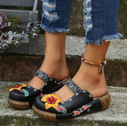 CD | Mocasini casual cu talpă groasă și model floral