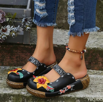 CD | Mocasini casual cu talpă groasă și model floral