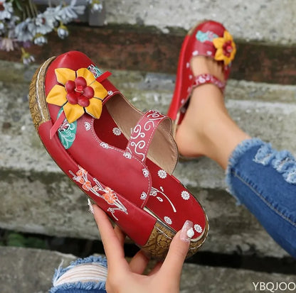 CD | Mocasini casual cu talpă groasă și model floral