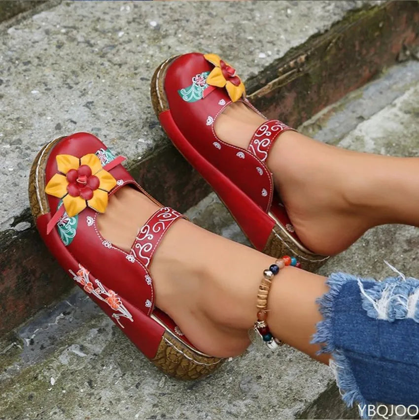 CD | Mocasini casual cu talpă groasă și model floral