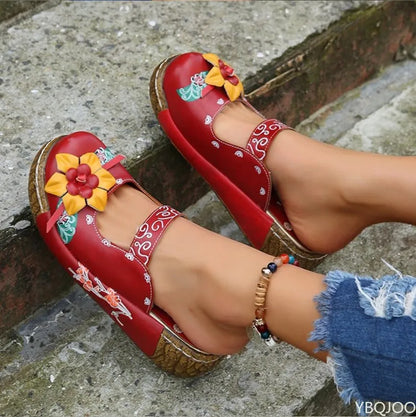 CD | Mocasini casual cu talpă groasă și model floral