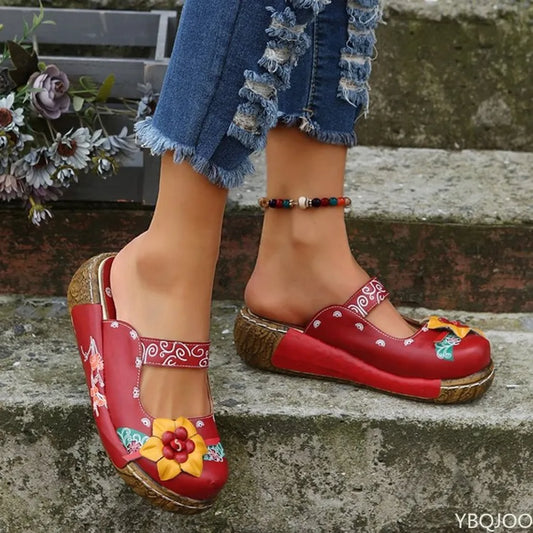 CD | Mocasini casual cu talpă groasă și model floral