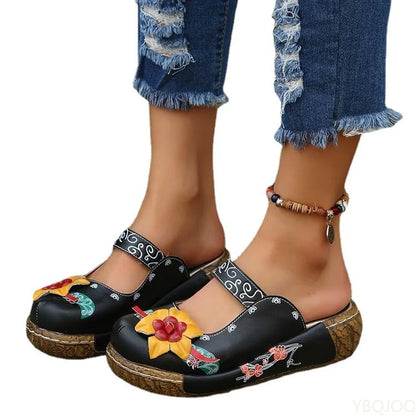 CD | Mocasini casual cu talpă groasă și model floral